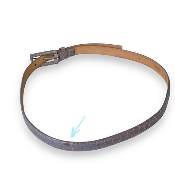 WCM Neiman Marcus Genuine Crocodile Leather Slim Belt SZ.L Purple Quiet Luxury